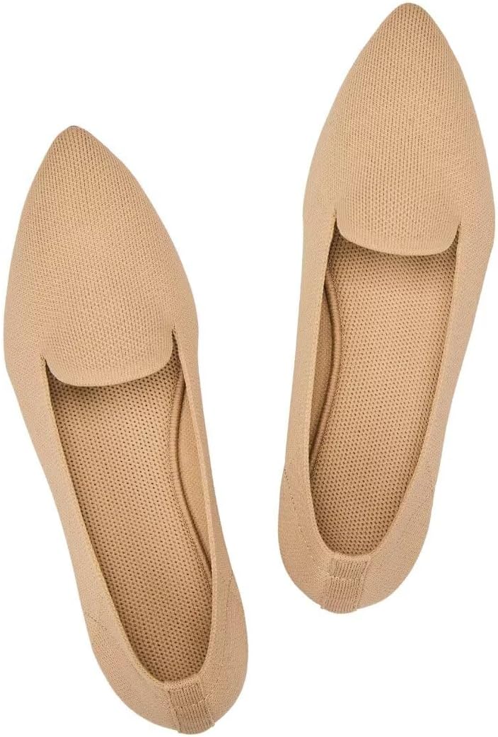 Frank Mully Women's Casual Loafer Flats Slip On Loafer Shoes Comfortable Knit Flat Shoes Classics Pointy Toe Loafer Flats,for Work,Travel