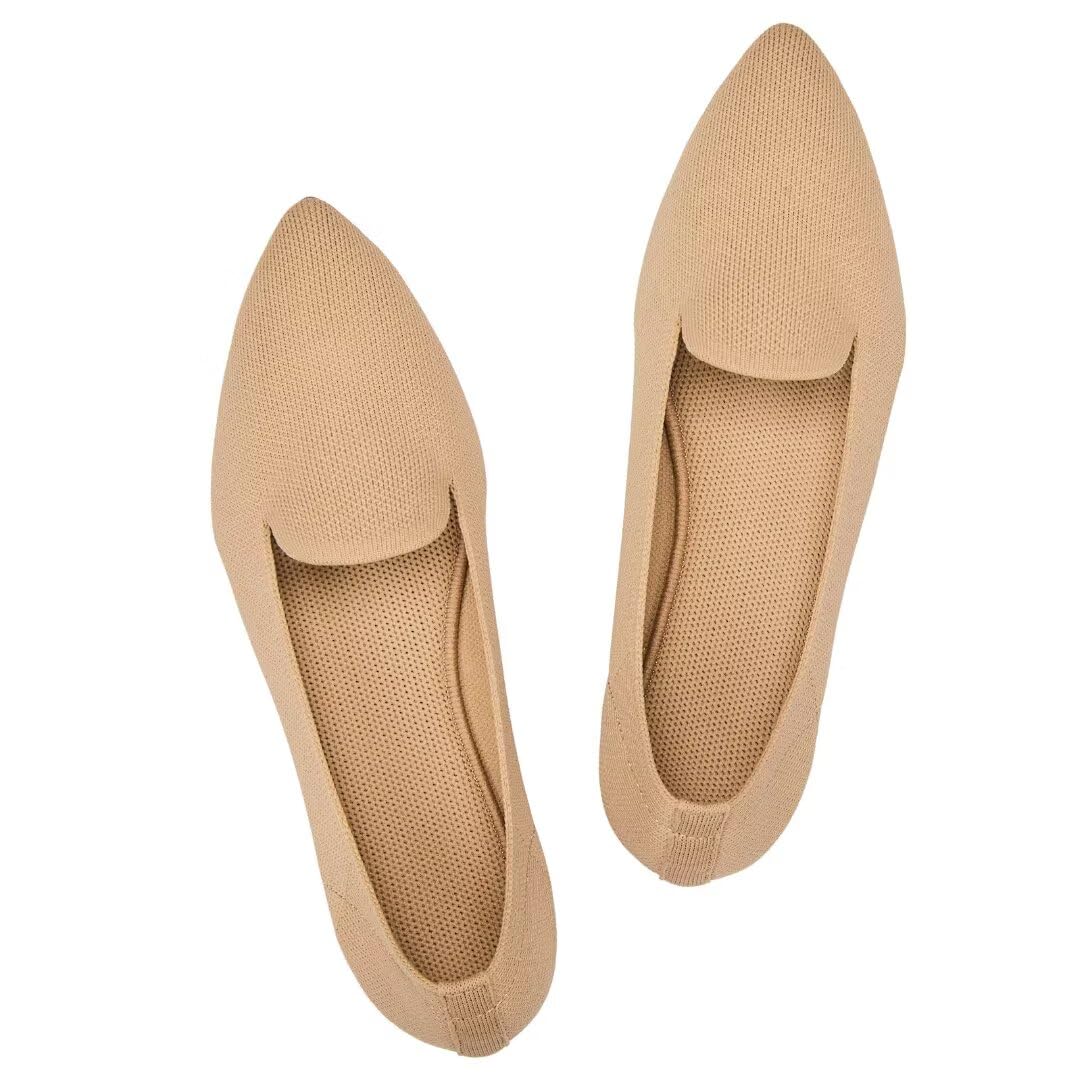 Frank Mully Women's Casual Loafer Flats Slip On Loafer Shoes Comfortable Knit Flat Shoes Classics Pointy Toe Loafer Flats,for Work,Travel