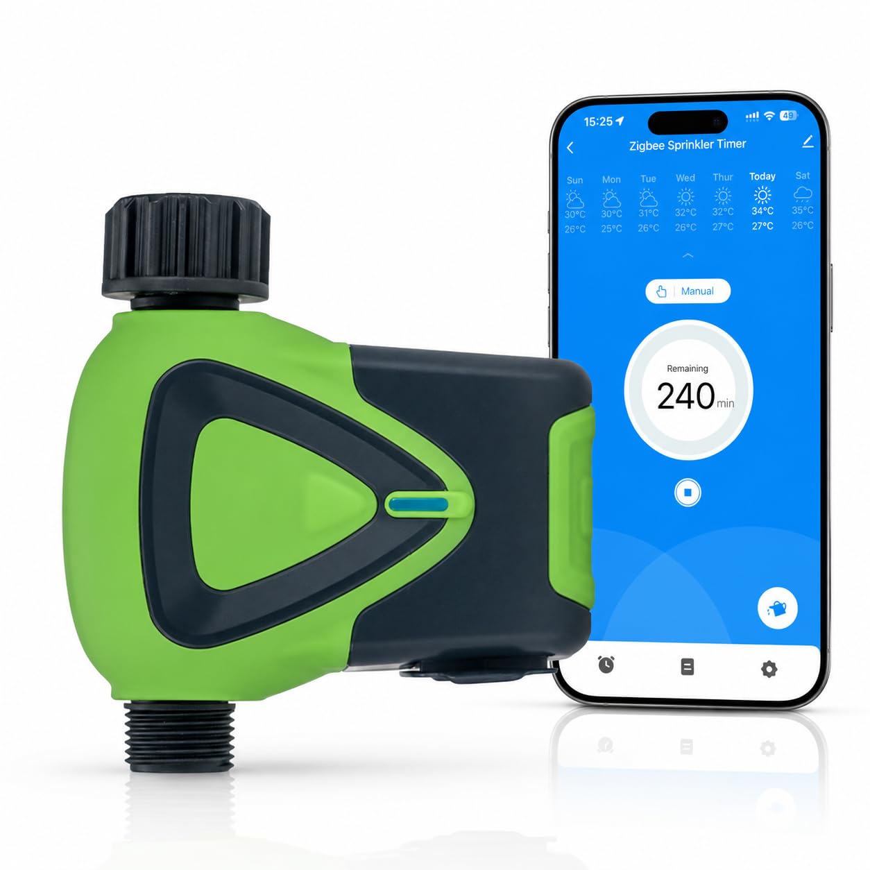 Programmateur Arrosage Zigbee Automatique, Minuteur Jardin Connecté | Programmateur arrosage Zigbee avec Smart Life, horaires personnalisés, compte à rebours et contrôle intelligent pour jardin