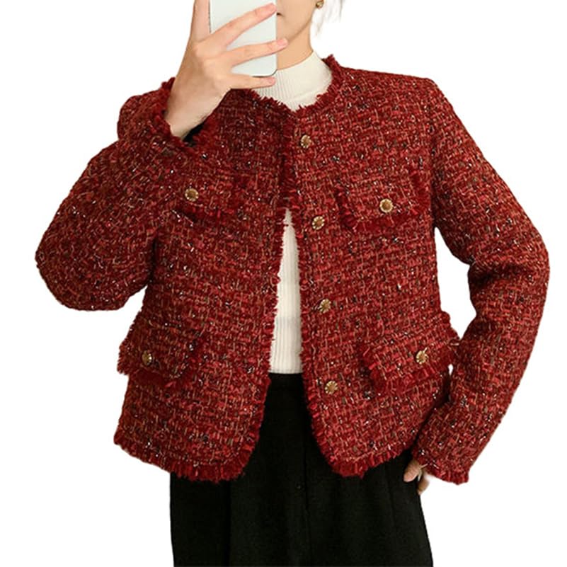 Veste courte en tweed bordeaux : sublimez votre silhouette cet automne