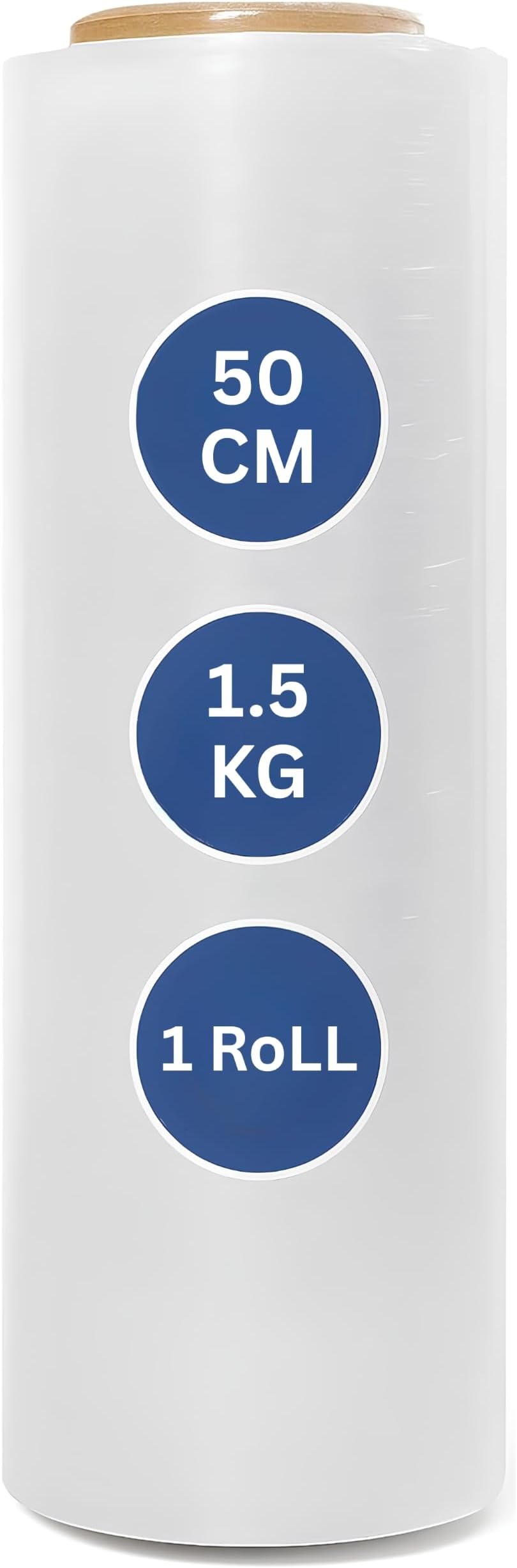 ECVV 1 Roll Clear Stretch Film | 500mm Heavy Duty Plastic Shrink for Pallets, Packing, Moving, and Packaging | Cling, 1.5 kg (400g Core)