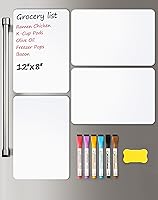 VITEVER 4-Pack Magnetic Dry Erase Fridge Whiteboards 12x8" - Smooth Flexible Sheets w/ 6 Markers & Eraser for Kitchen Lists & Planners