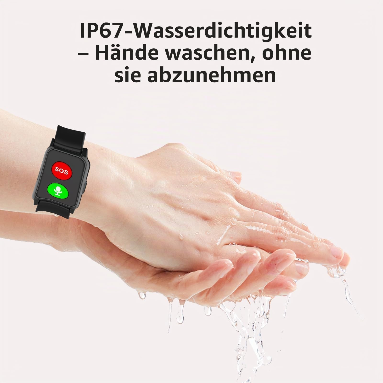 GPS-Smartwatch mit Sturzerkennung für Senioren – Hochwertiger Lautsprecher, HD-Zwei-Wege-Kommunikation, wasserdicht, Gesundheitstracker Black