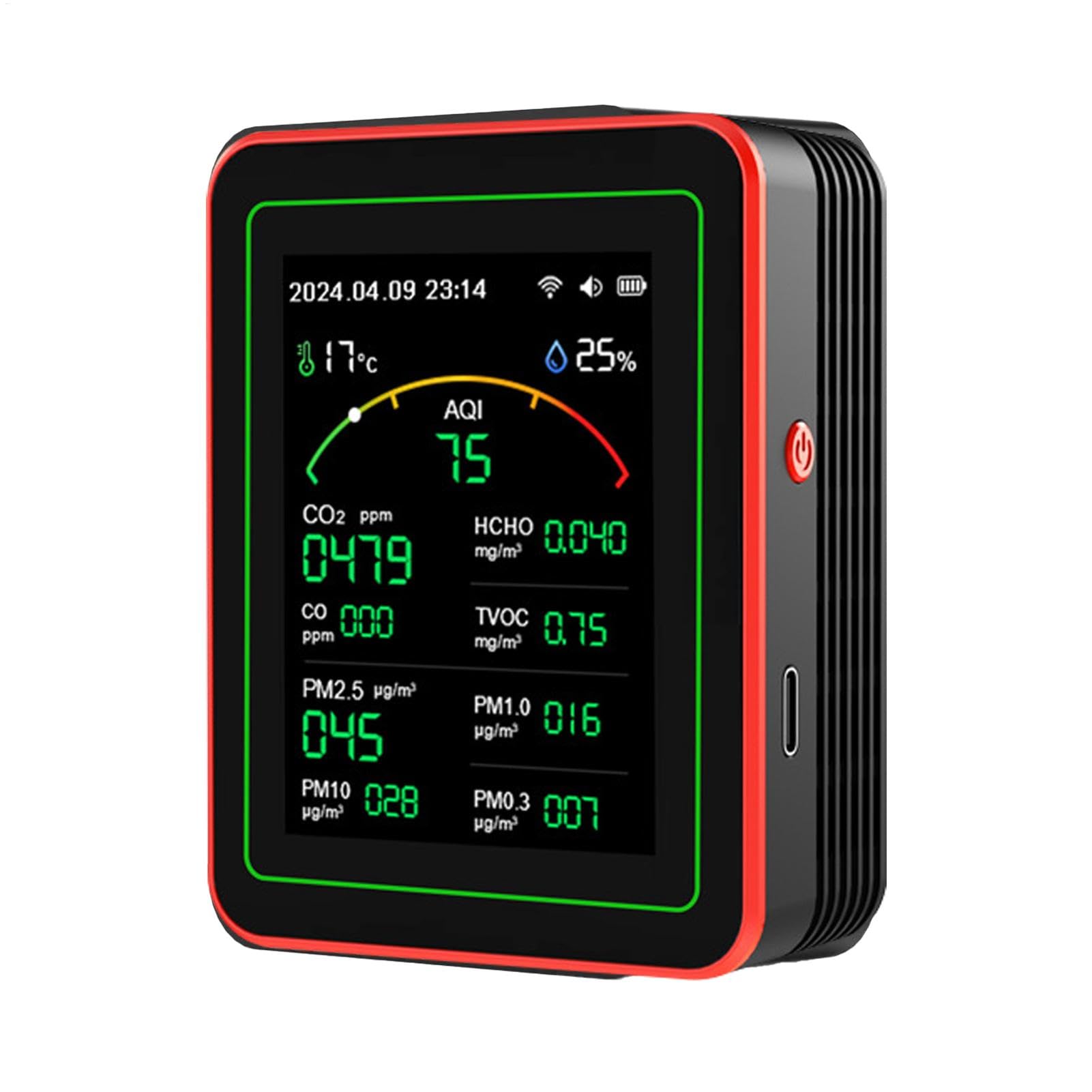 Monitor de calidad del aire portátil con batería medidor de PM TVOC y HCHO para el hogar