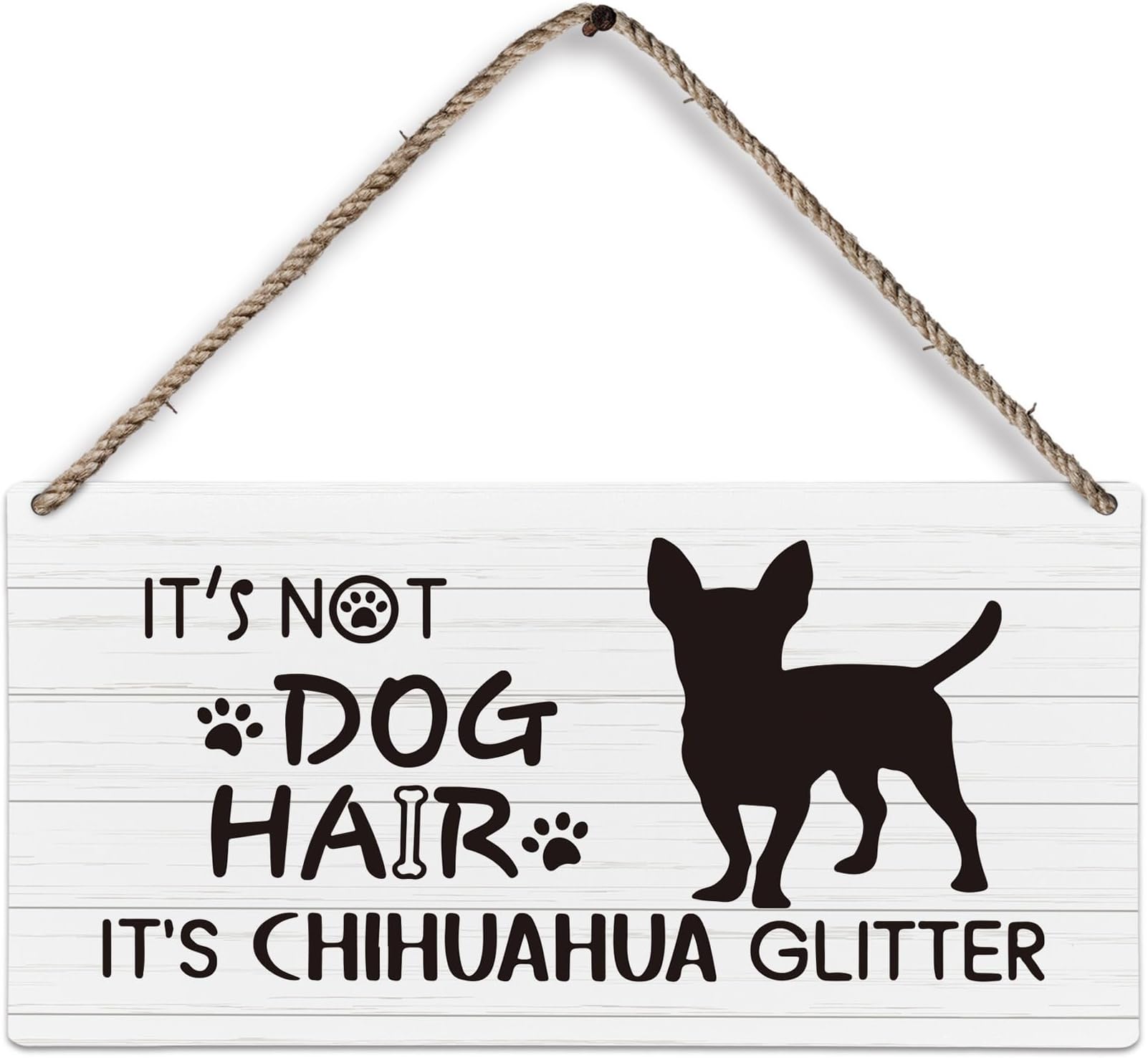 huester Chihuahua Dog Wood Plaque Sign, Chihuahua Gifts, Dog Signs for Home Decor, Dog Decorations for the Home, It’s Not Dog Hair It’s Chihuahua Glitter Dog Wall Hanging Decor, 12x6 inches