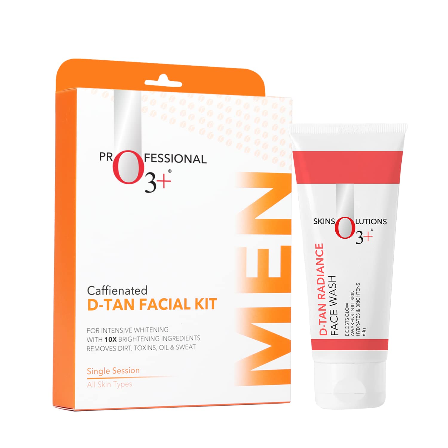 O3+ Caffeinated D-Tan Facial Kit for intensive whitening remove dirt toxins oil and sweat single session for All Skin Types & O3+ D-Tan Radiance Face Wash 60gm (Combo Pack)-image-49