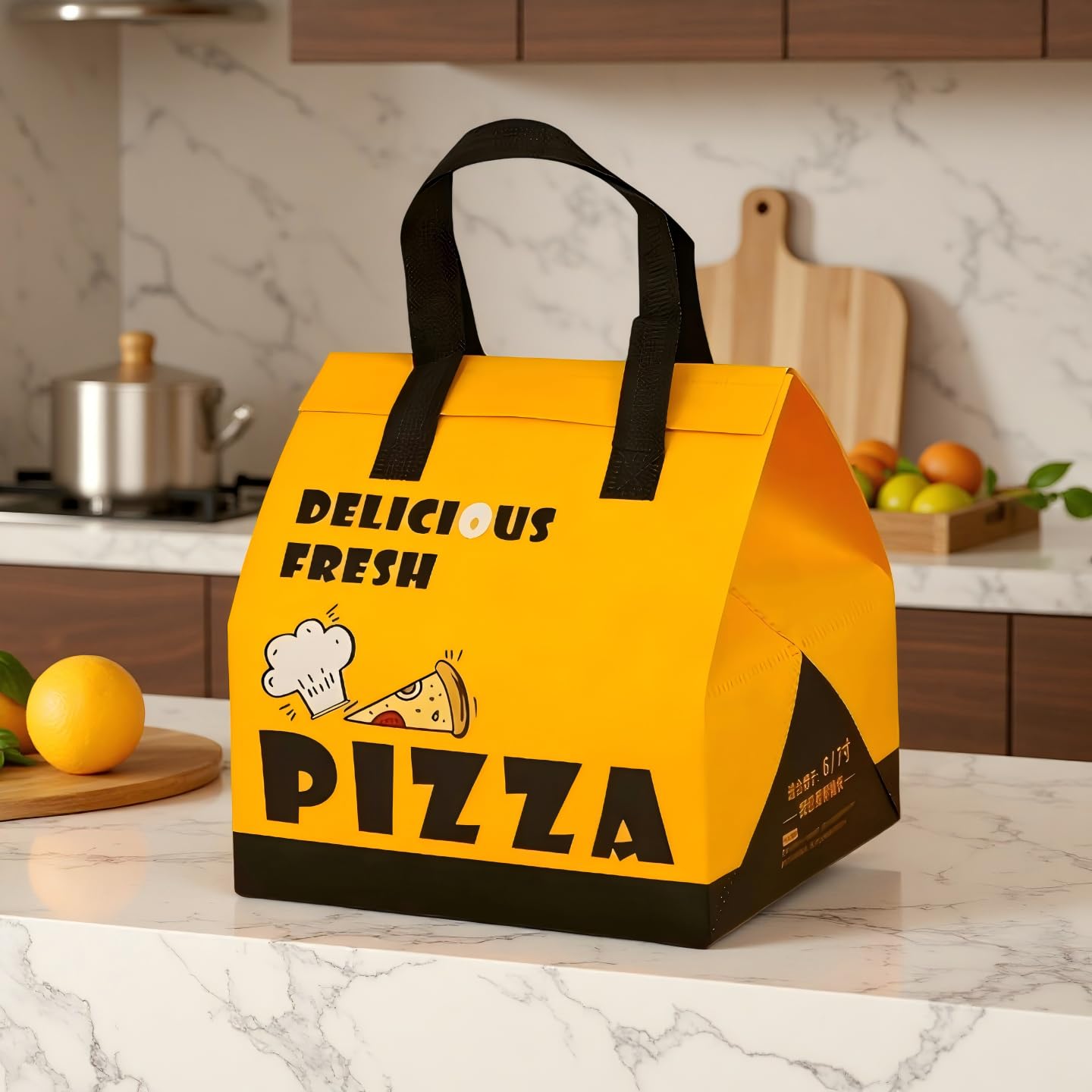 50 Stücke Pizza-Liefertasche Isoliertasche für 6-12 Zoll Pizza wasserdichte Ölfeste Liefertasche aus Vliesstoff und Aluminiumfolie Wiederverwendbar Für Pizza Kuchen Getränke Grillgut (B, XL)