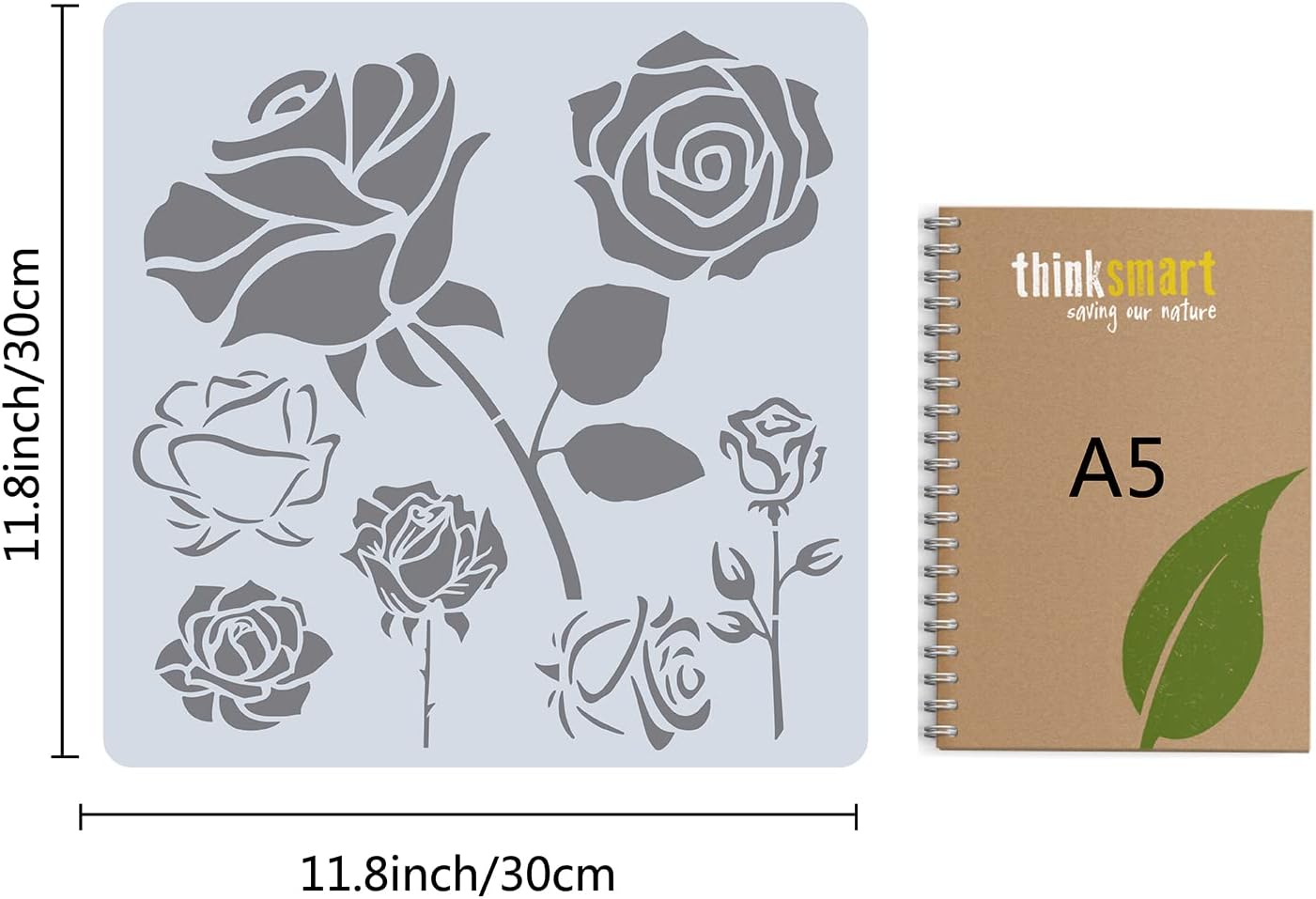 GORGECRAFT Large Rose Flower Stencils for Painting on Wood Wall Floor Canvas Scrapbook Card 11.8x11.8 Inch Reusable Template Sign Home Decor for Valentine's Day - Image 3