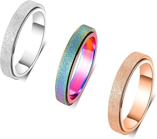OreilleStar Anillo giratorio para la ansiedad para mujer anillo giratorio para aliviar la ansiedad anillo giratorio para mujer anillo de titanio de