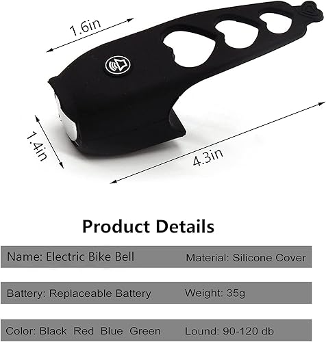 Miniatura 4 de Bocina de bicicleta eléctrica, campana de bicicleta de 120 dB, campanas de bicicleta súper fuertes, impermeable, 6 modos de sonido para bicicletas