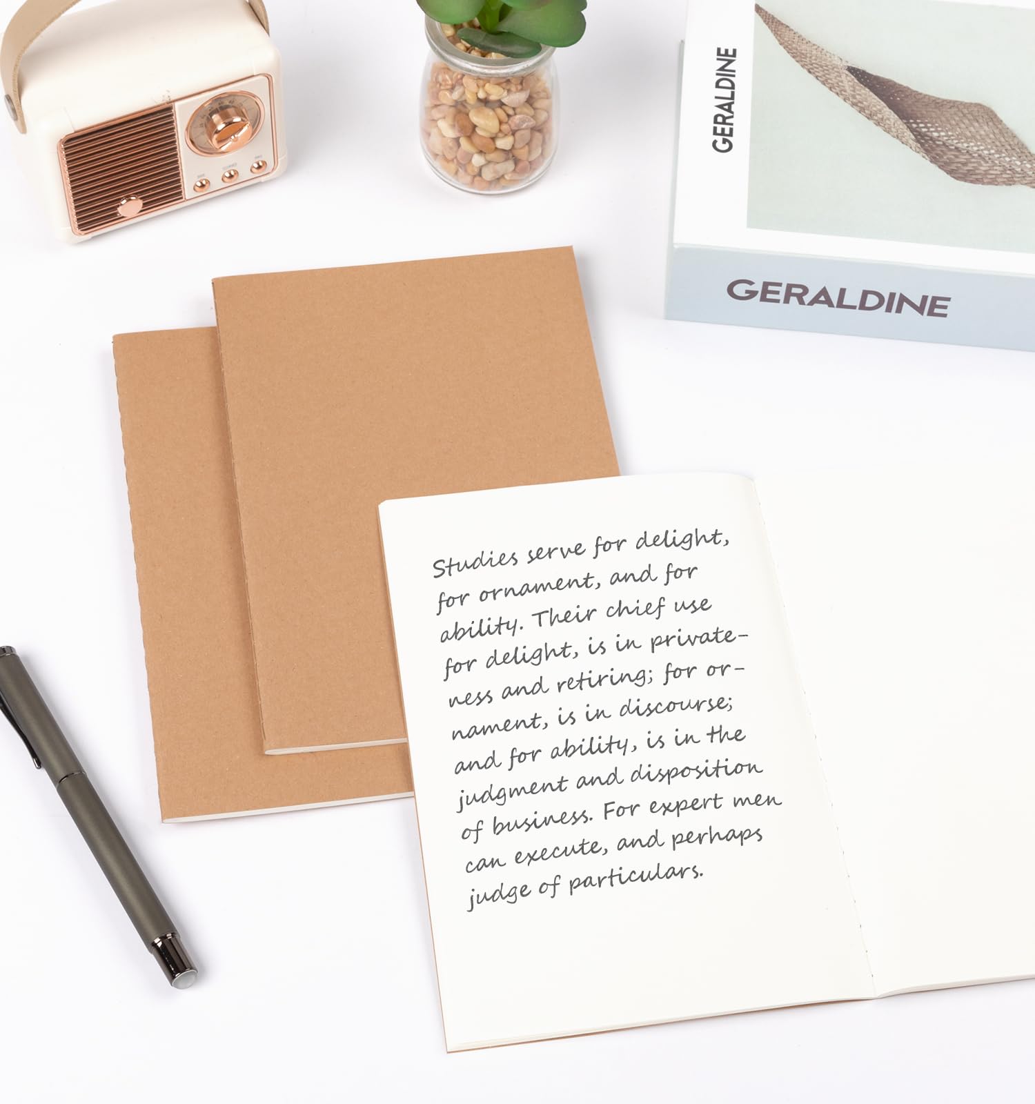 ALKALO Confezione da 100 quaderni A5 in carta kraft vuota, con copertina morbida, 20,3 x 14,9 cm, 60 pagine, set per lavoro, scuola, studenti, bambini, scrittura