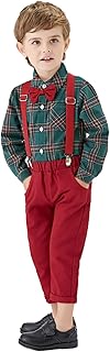 SHOBDW Baby,Clothing,Baby Boys 0-24m,Outfits & Clothing Sets SHOBDW Boys Clothing Suit Newborn Toddler Infant Baby Boys Gentleman Bow Tie Plaid T-Shirt Tops Suspender Pants Outfits Cute Set Romper Clothes