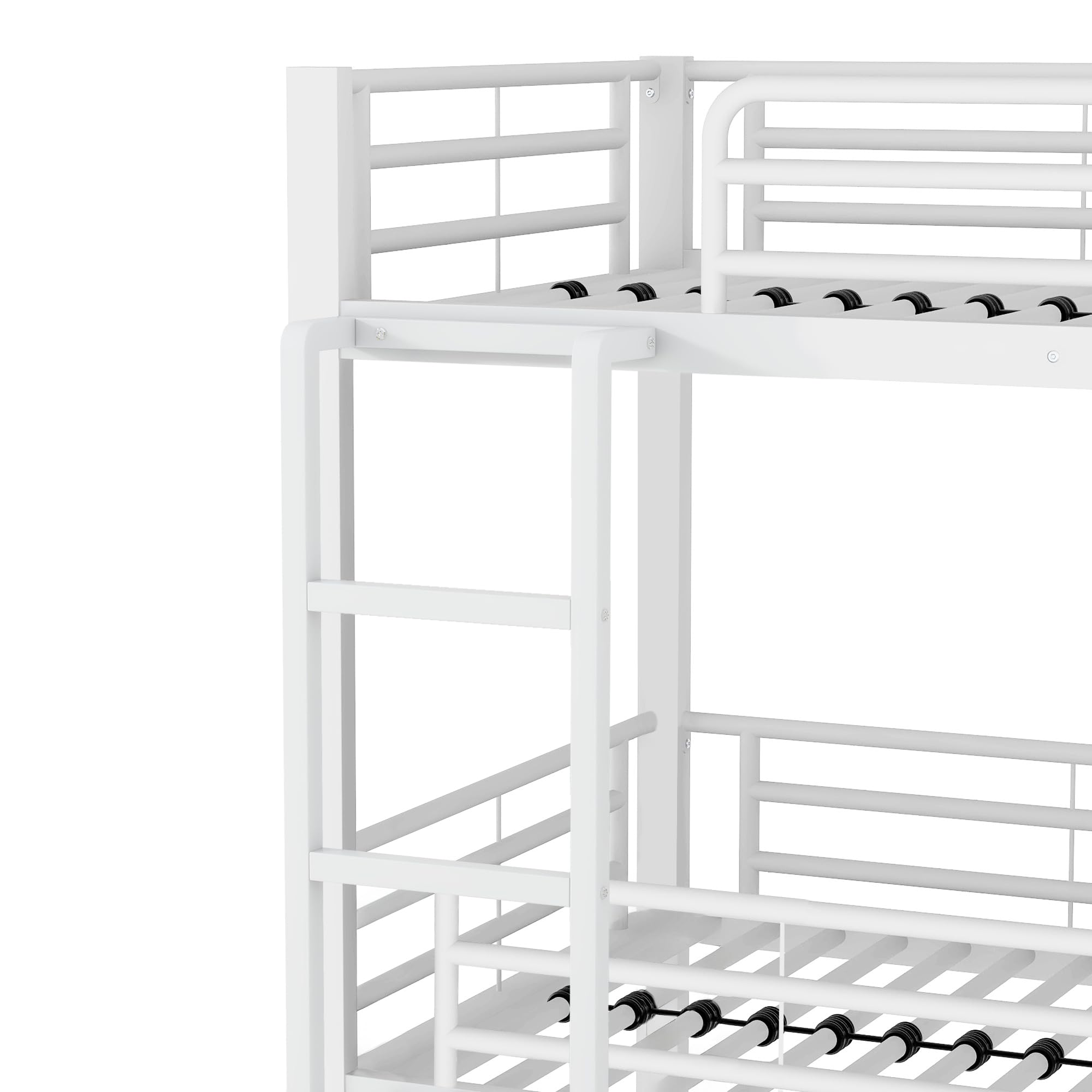 Moimhear Estructura de cama de metal, 90 x 200 cm, cama de hierro, litera, cama triple para niños, adolescentes y adultos (blanco)