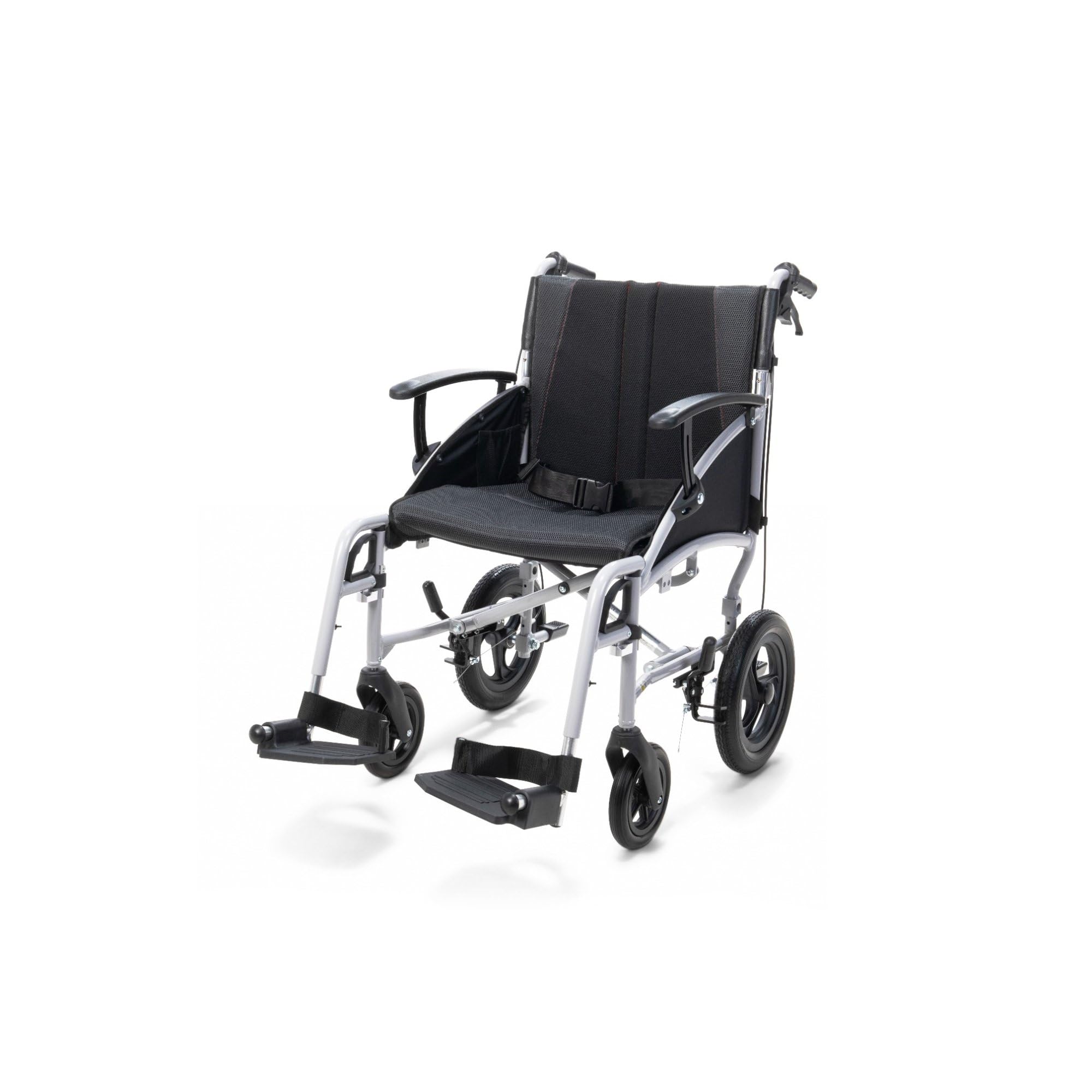Drive Medical Phantom Transit Wheelchair Grey, Lightweight Aluminium Frame, Adjustable Armrests