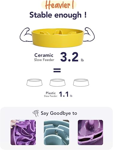 Vista 216 de LE TAUCI Cuencos de cerámica para perros de alimentación lenta, 3 tazas de alimentación lenta, tazón para perros de raza mediana y grande, cuenco
