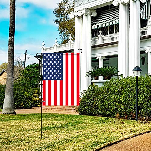 Hoosun Garden Flag Stand Holder Pole Easy To Install Strong Sturdy Wrought Iron Fits 12.5" X 18" Mini Flag With 1 Tiger Clip Curved Hook With S Type (1) #TOP4