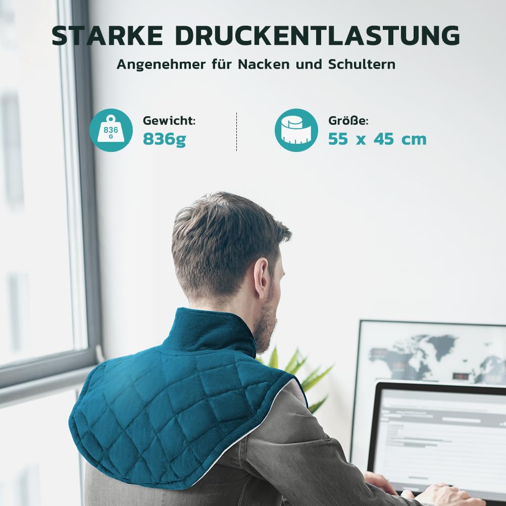 Gewichtetes Heizkissen für Nacken Schulter, Automatische Timer Abschaltung, 5 Temperaturstufen Nackenwärmer Schulterwärmer Waschbar, Wärmekissen Nacken Schulter Für Mütter, Frauen, Mama, Papa