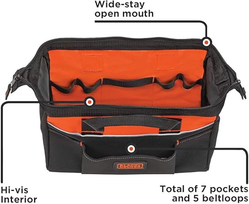 Miniatura 2 de BLACK+DECKER Bolsa de herramientas, 12 pulgadas (BDST500001APB)