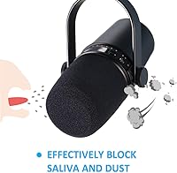 Vista 3 de SUNMON Shure MV7 Pop Filter - Cubierta de espuma para parabrisas de micrófono profesional compatible con micrófono Shure MV7 Podcast para minimizar