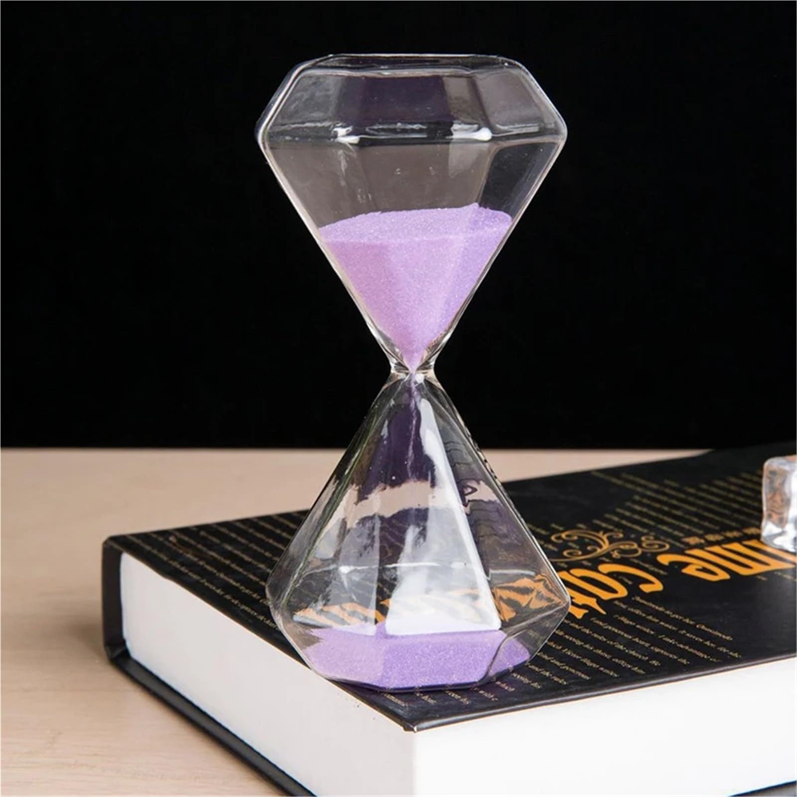 2 stücke Transparente Glas Sanduhr Timer Sand Uhr Schlafzimmer Studie Büro Wohnzimmer Ornament Für Home Office Deko(Purple,L)