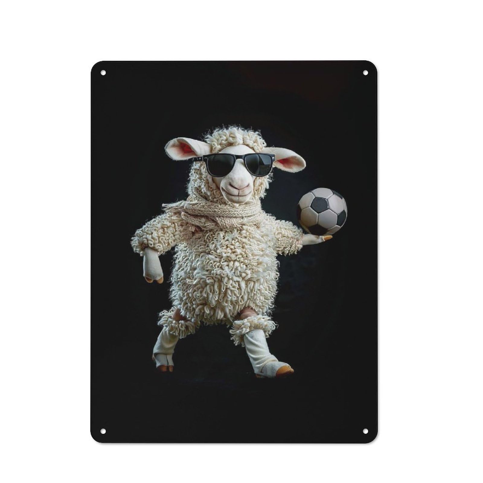 Junmoney Sheep With Soccer Ball Metal Wall Sign 40X30cm Featuring For Bar Or Restaurant, For Themed Interiors In Bars And Restaurants