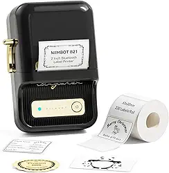 NIIMBOT Máquina de fazer etiquetas B21 com fita adesiva portátil de 5 cm, etiquetadora térmica para jarra, preço de frasco, etiqueta de endereço para organização de escritório e casa, preta