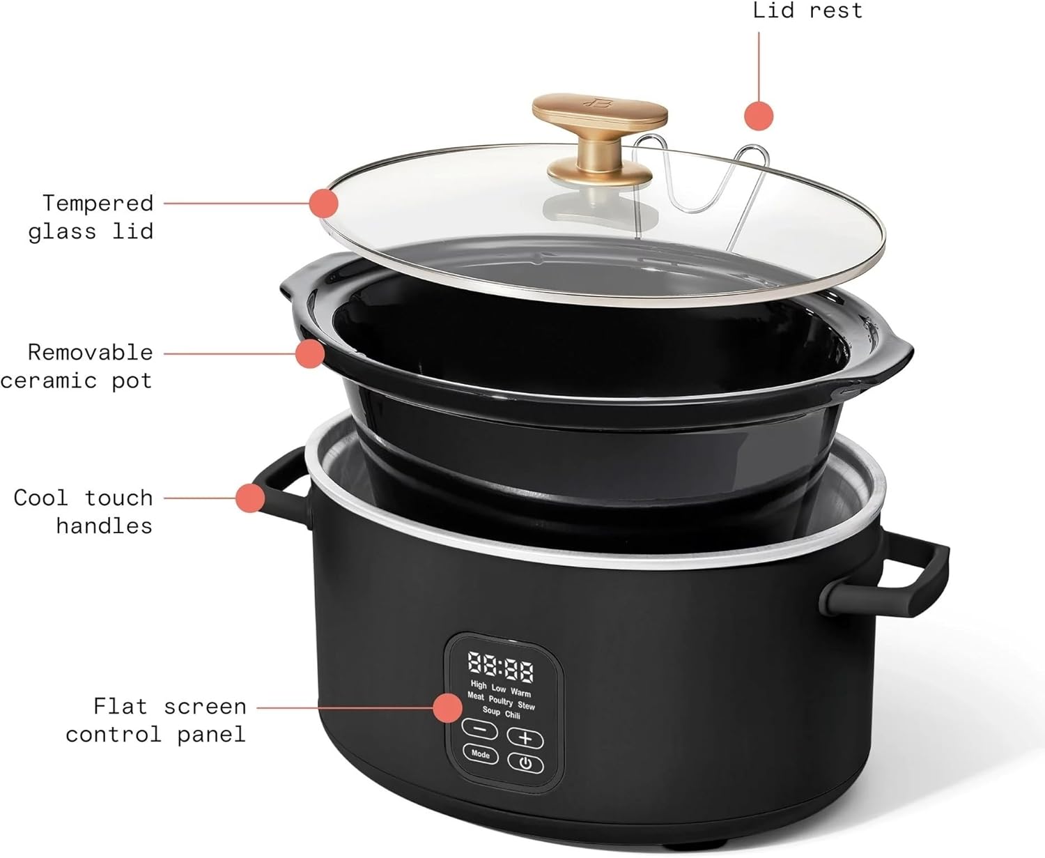 6 Qt Programmable Slow Cooker, Black Sesame by Drew Barrymore