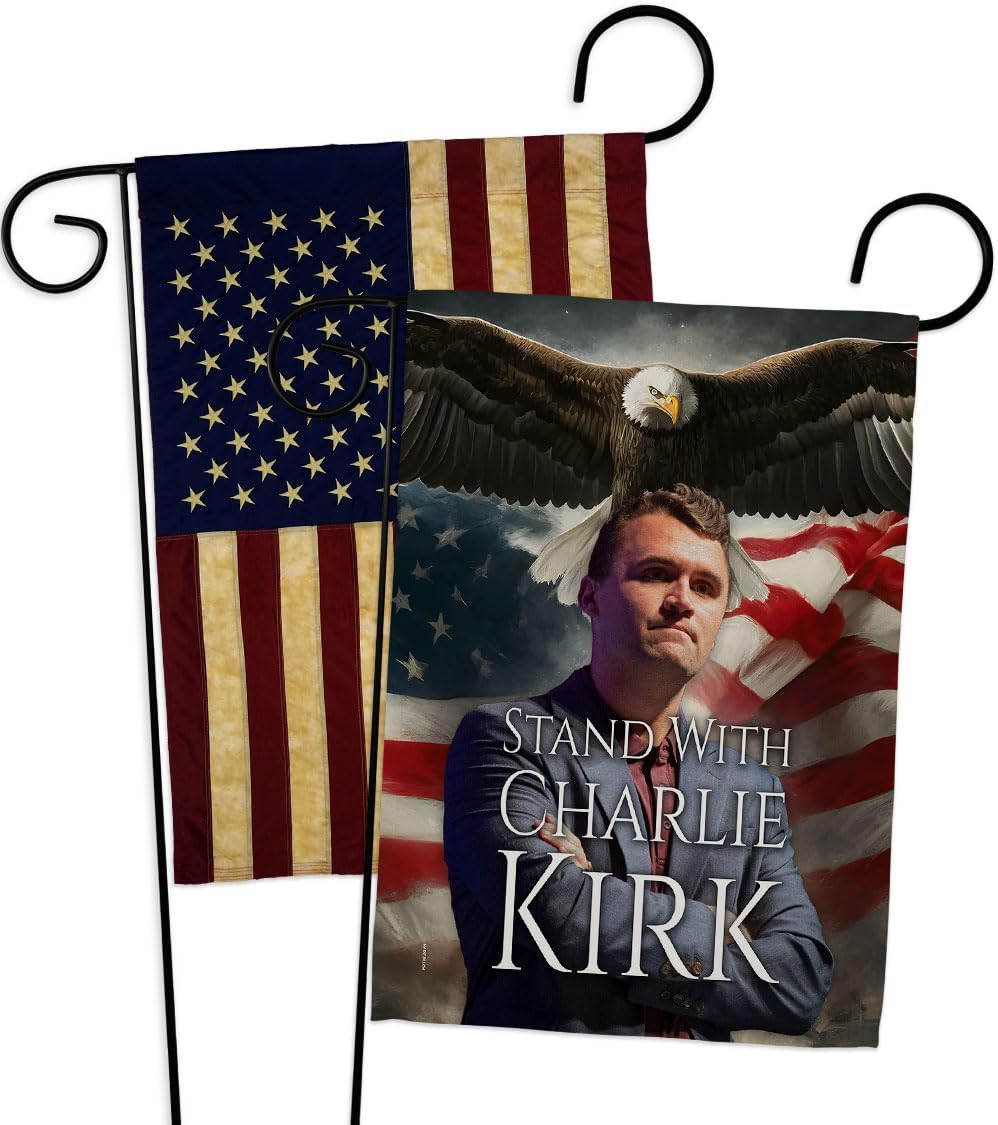 Stand with Charlie Kirk Vintage American Flags for Outside House Wall Decor We The People Sign Freedom Support Trump Patriotism Canvas Poster Quote Memorial Decorations Garden Remembrance Gifts