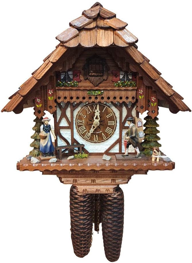 Cuckoo Clock Little black forest house with mooving clock peddler