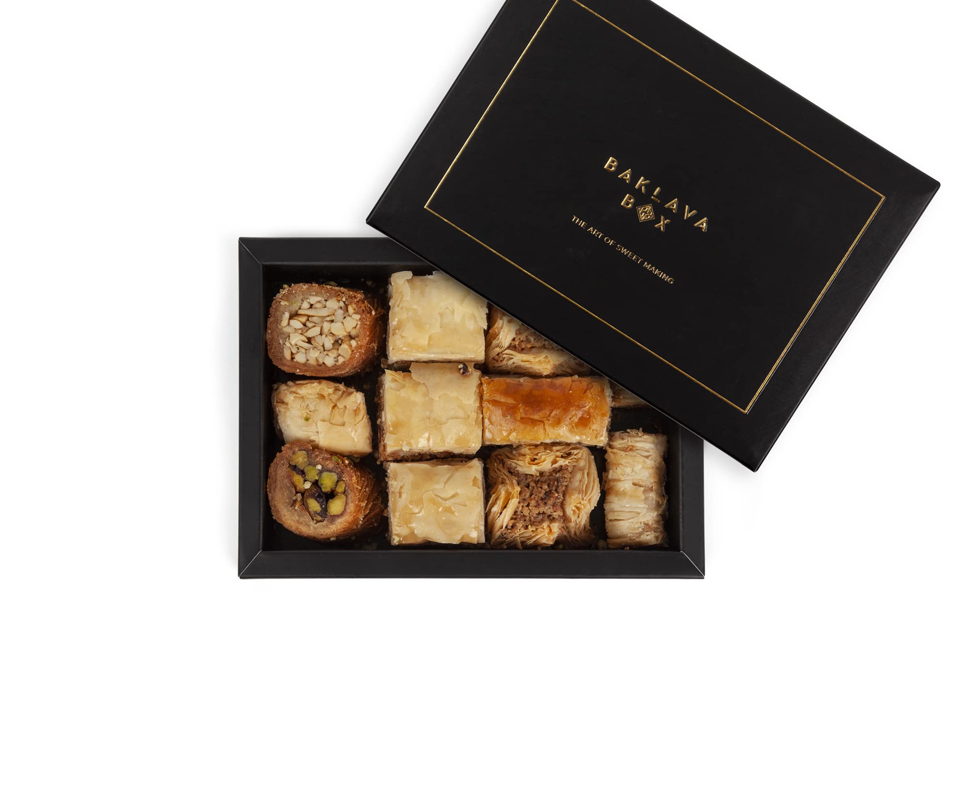 Buy 250g Assorted Baklava Gift Box Black, authentic, traditional arabic