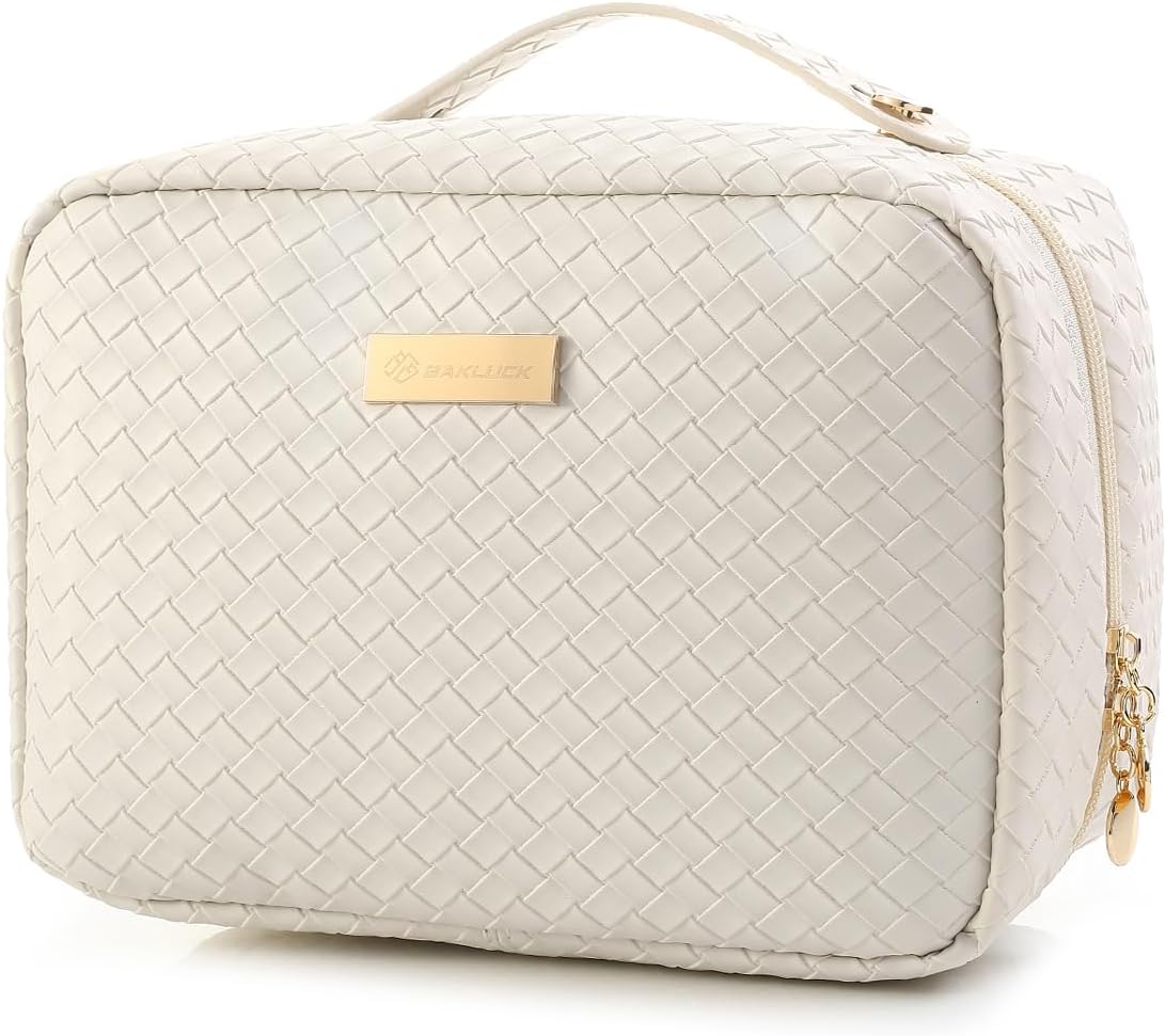 BAKLUCK Double Sided Travel Makeup Bag, Large Capacity