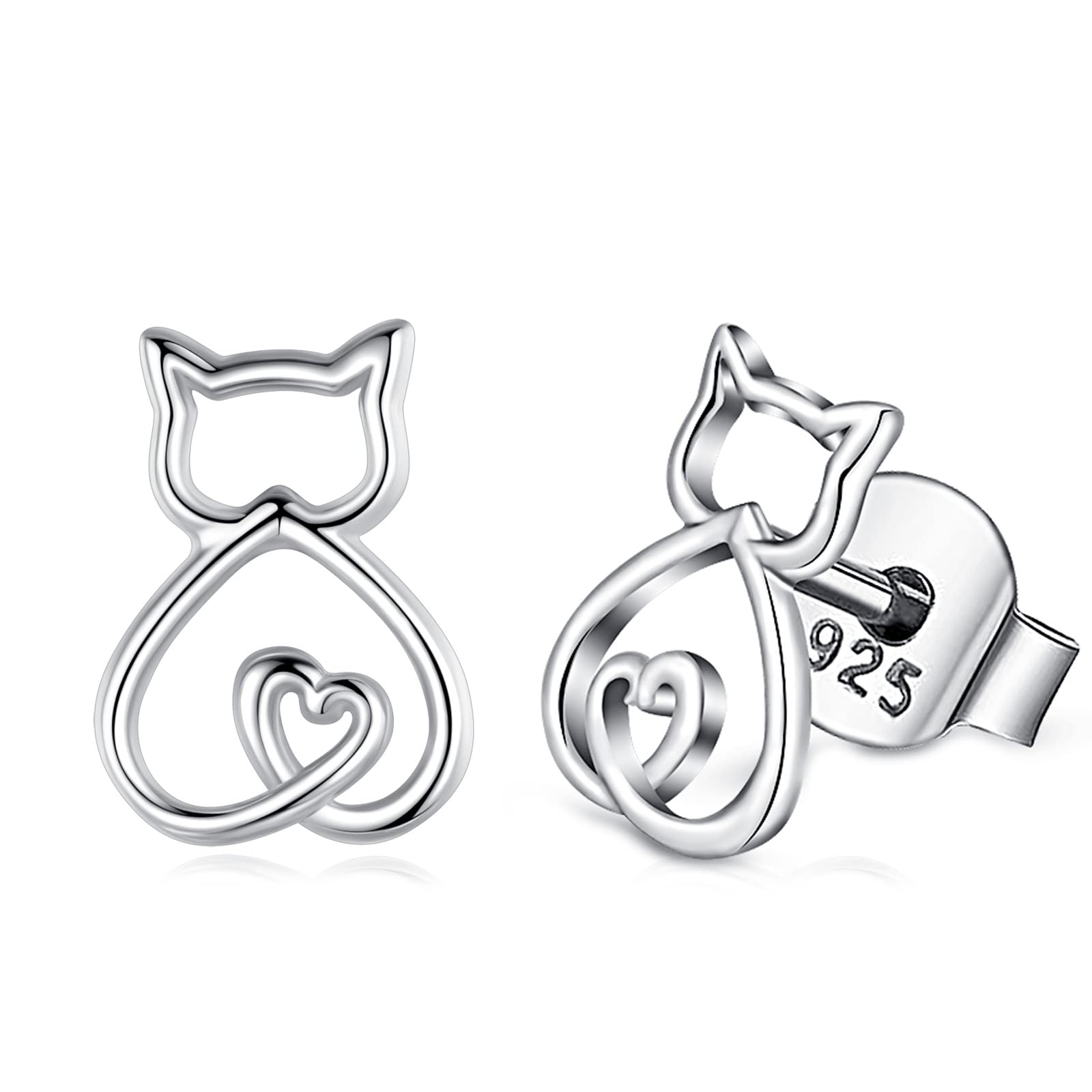 EUDORA Harmony Ball Orecchini a Lobo con Gatto in Argento Sterling da Donna, Orecchini a Cerchio con Gatto Carino Orecchini con Stella di David Orecchini con Fiocco di Neve Gioielli Regalo