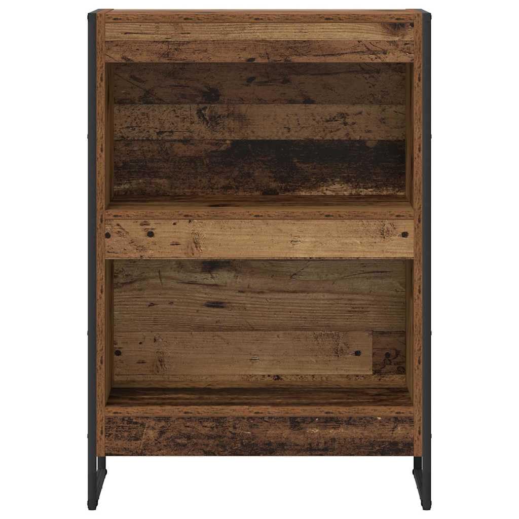 Regał na książki o wyglądzie drewna o wyglądzie drewna, 80 x 30 x 155 cm, regał przemysłowy z drewna ze stalową ramą, otwarty design, do salonu, biura, sypialni