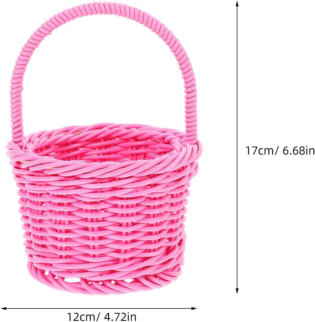 Handcrafted Pink Circular Flower Girl Basket, Waterproof Plastic image 2