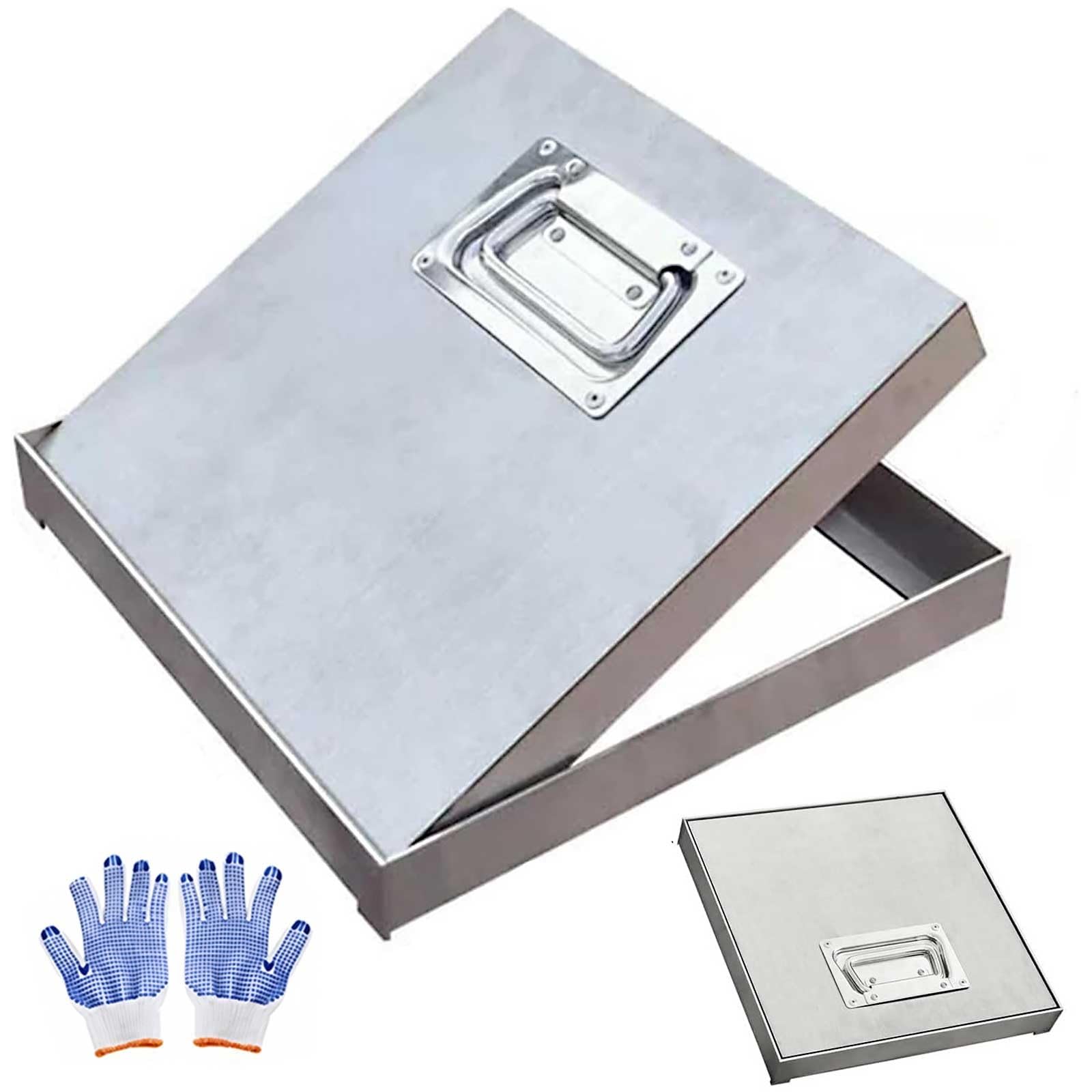 Couvercle de Regard en Acier Inoxydable 61 x 61 cm Fosse Septique Jardin Cour