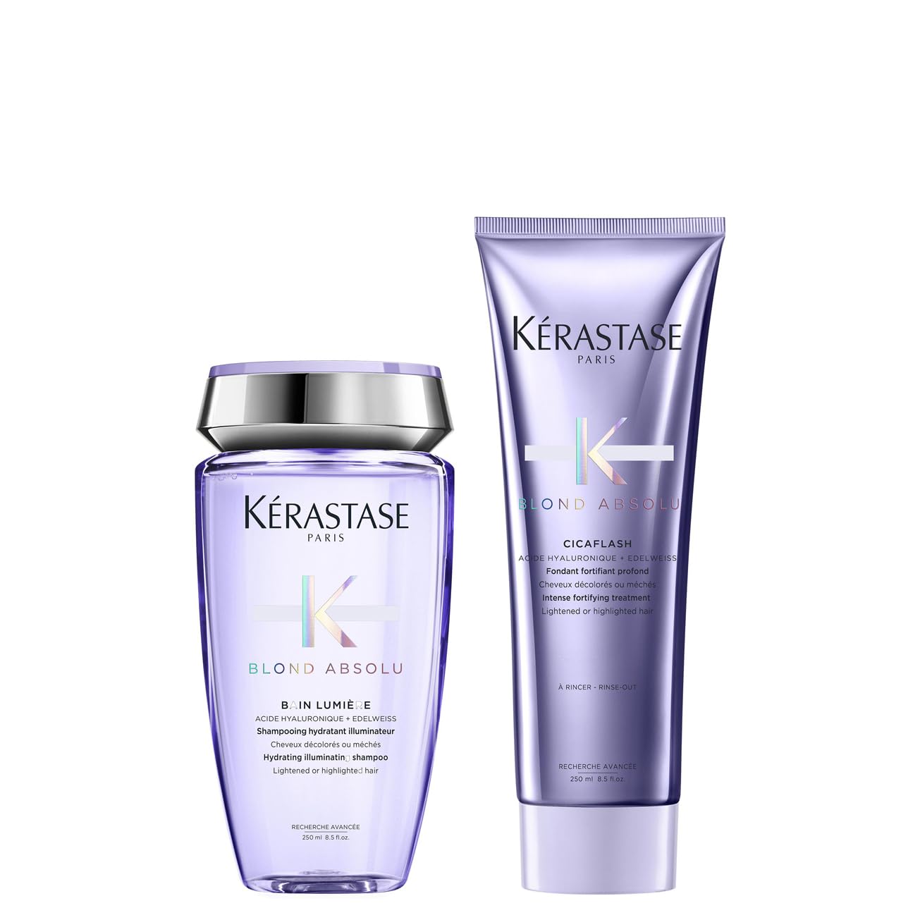 Kérastase, Blond Absolu, Routine Riparatrice, Per Capelli Danneggiati, Biondi Decolorati & Sensibilizzati, Con Acido Ialuronico, Shampoo Bain Lumière + Balsamo Cicaflash
