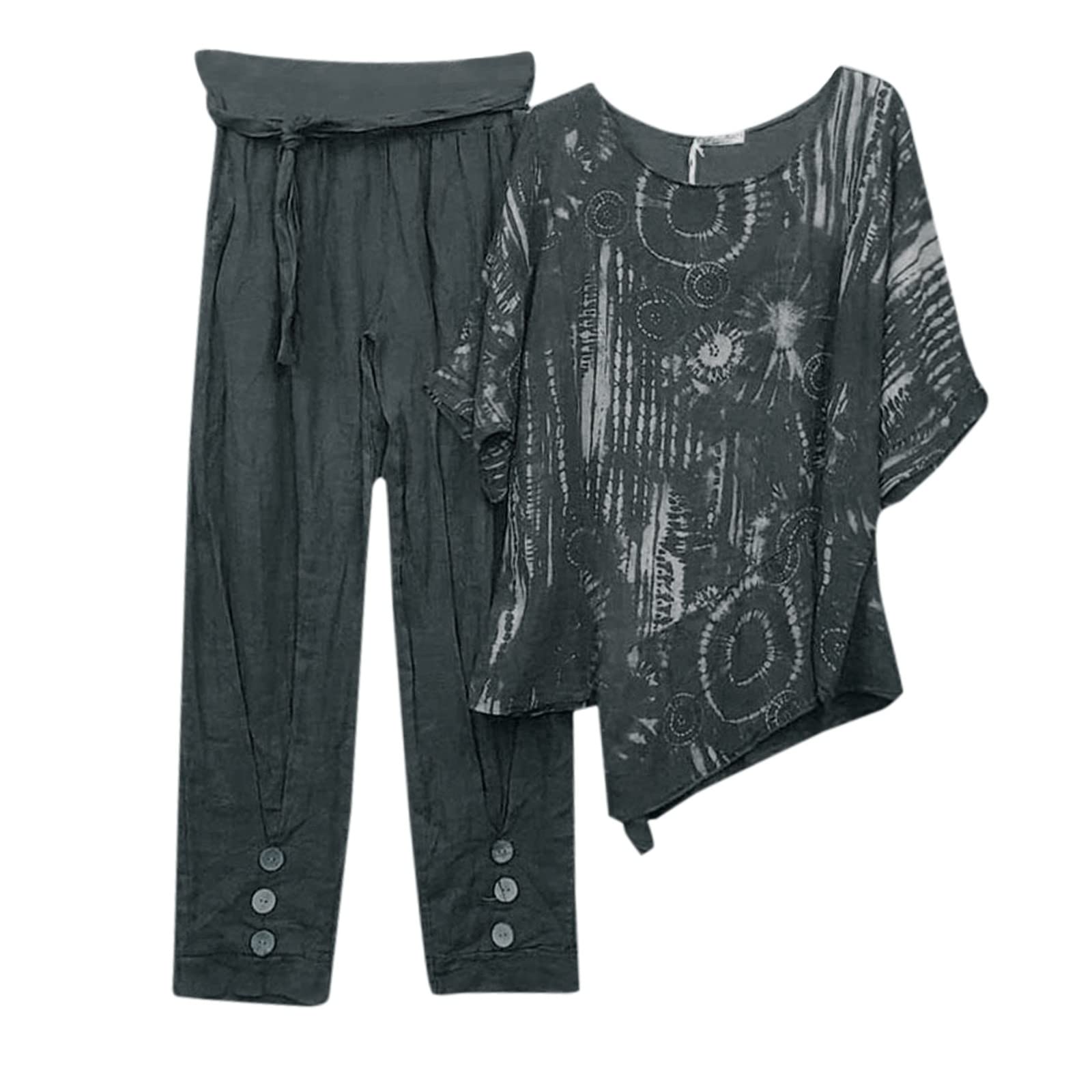 DondPO Traje de pantalón Streetwear Mujer Conjunto Loungewear Trajes Tracksuit Elegante Verano Traje de Casa Blanco Tallas Grandes Tops Deportivo Algodón Casual Chándal Boda Dos Piezas 2023