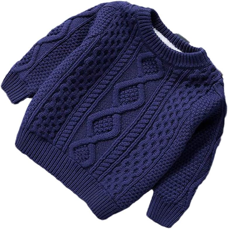 Children Sweater Tops Warm Pullovers Plush Inside O-Neck Knitted Loose Sweater