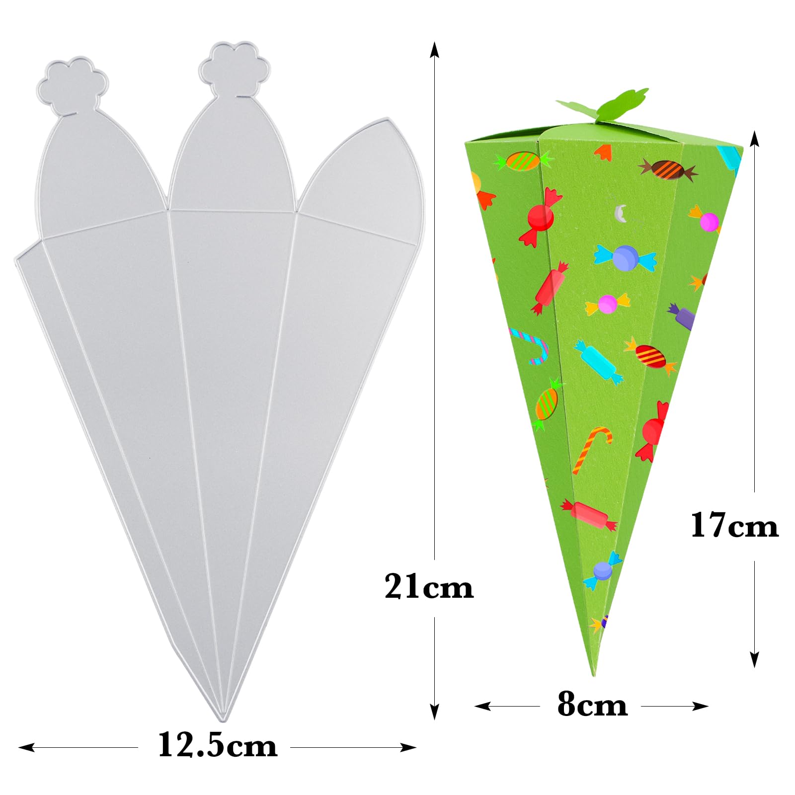 BETESSIN Fustelle Stencil Cutting Dies Scatola School Cone Compleanno Bomboniere Cono Artigianato