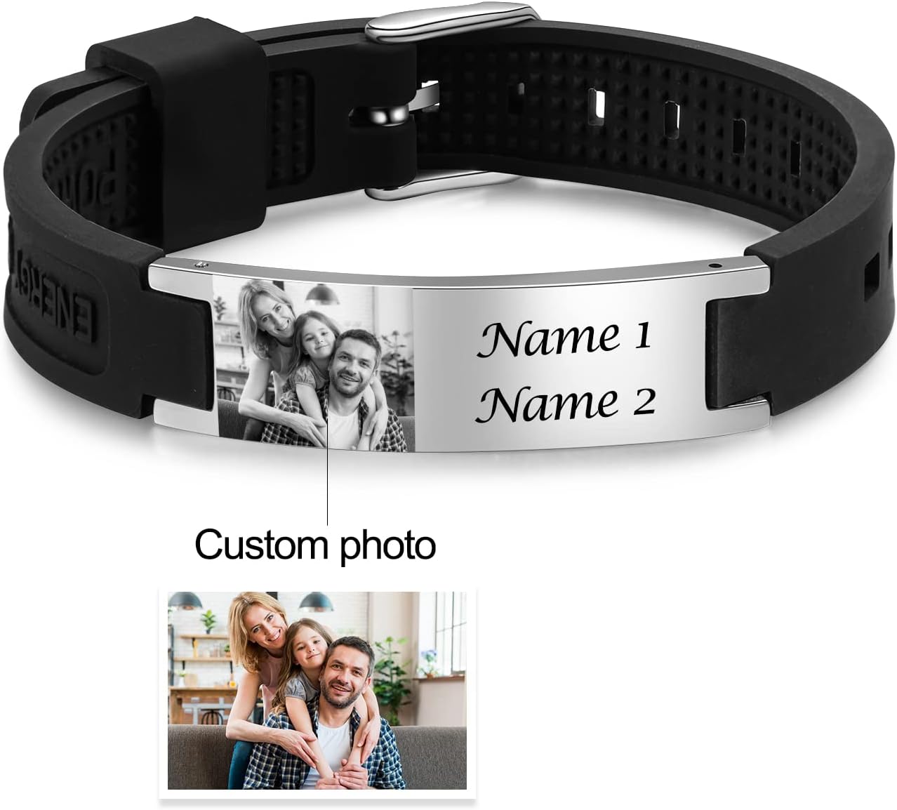 Fathers Day Dad Gifts Custom Photo Bracelet for Men - Personalized Stainless Steel Bracelet Customized Names Jewelry Gifts for Dad