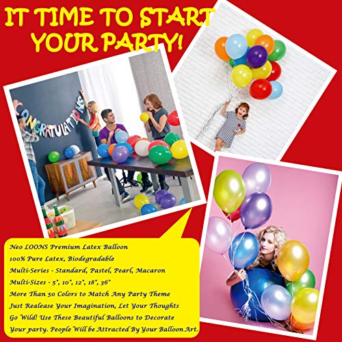 Image of Neo LOONS 100 pcs 5 inch Pearl White Premium Latex Balloons - Great for Kids, Adult Birthdays, Weddings, Receptions, Baby Showers, Water Fights, or Any Celebration