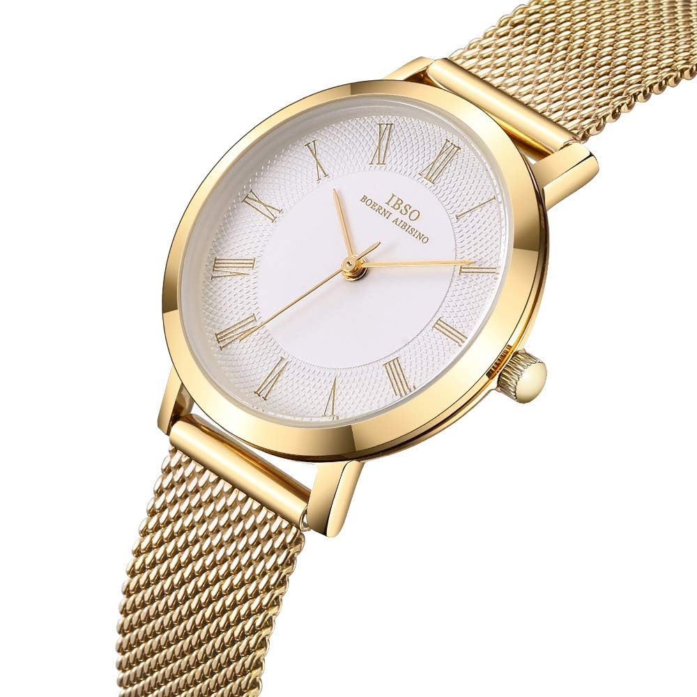 IBSO Relogio Feminino - Reloj de pulsera de acero inoxidable para mujer, de cuarzo, impermeable, malla