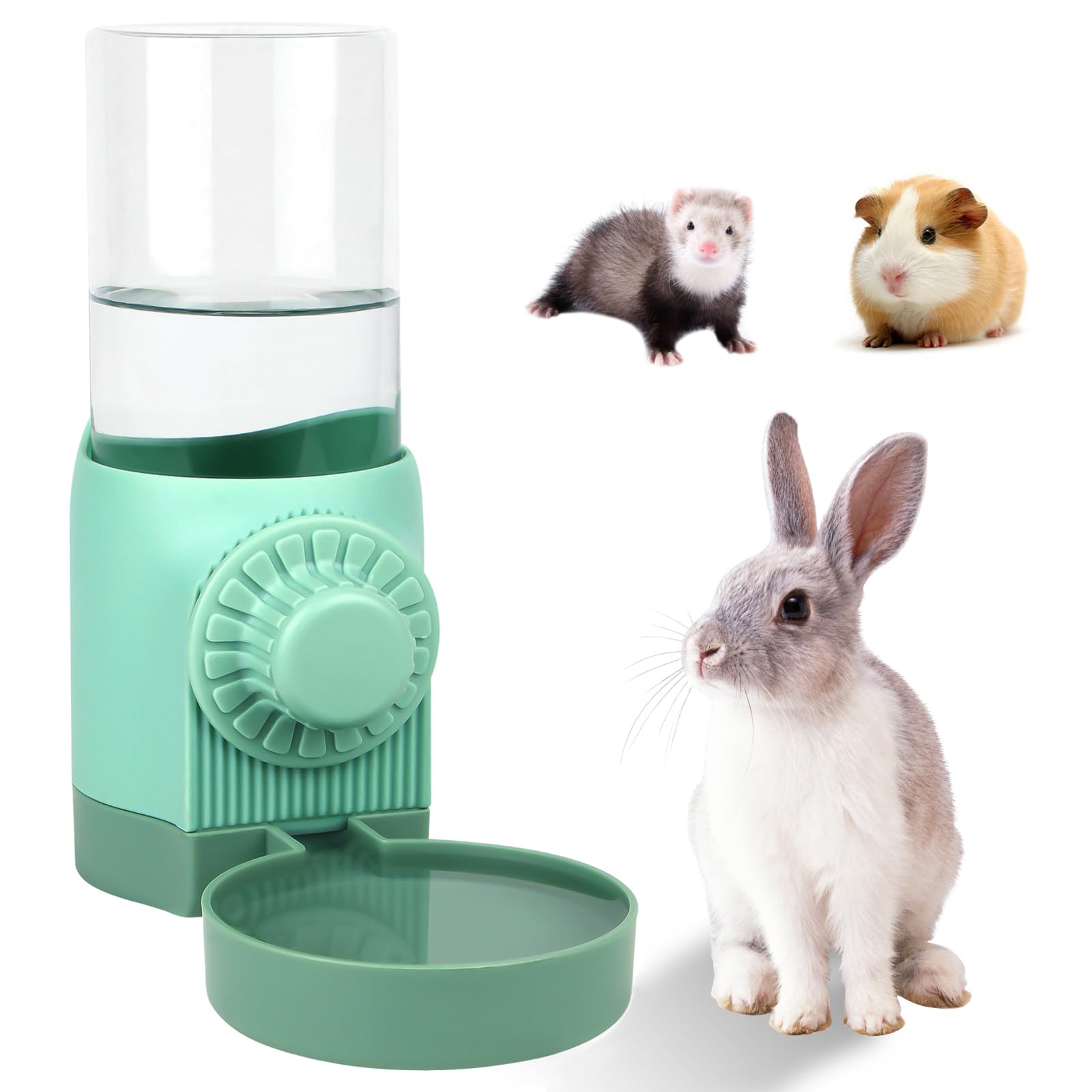 Borraccia per conigli da 500 ml, per gabbia, senza gocciolamento, bottiglia d'acqua per porcellini d'India, dispenser automatico per coniglietti, criceti, cuccioli di piccoli animali (distanza tra la
