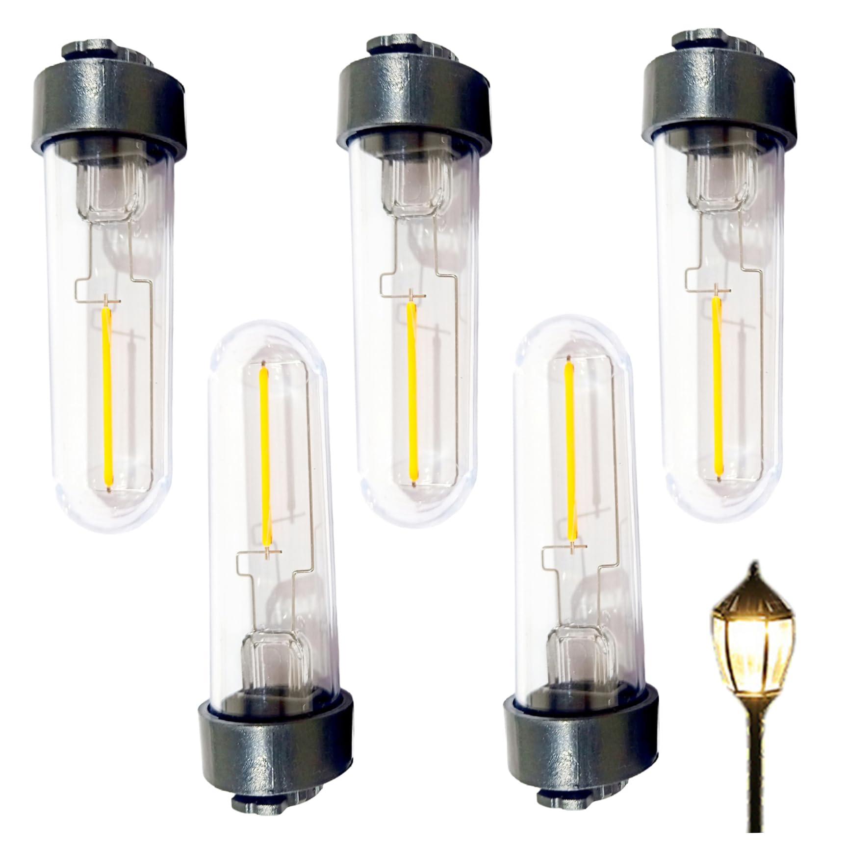 Hbbgdiy 5PCS 3V 2700K Warm White LED Solar Light Bulbs Replacement for Outdoor Garden Pathway Yard, Solar String Light & Post Lamp Bulb