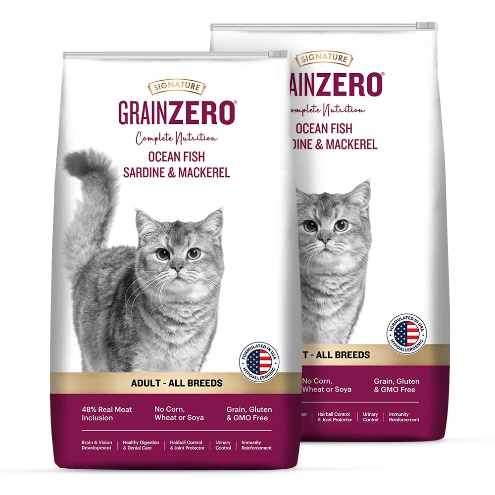 Signature Adult Cat Dry Food - 1.2 kg - Ocean Fish, Sardine and Mackeral | Grain, Gluten & GMO Free, Pack of 2