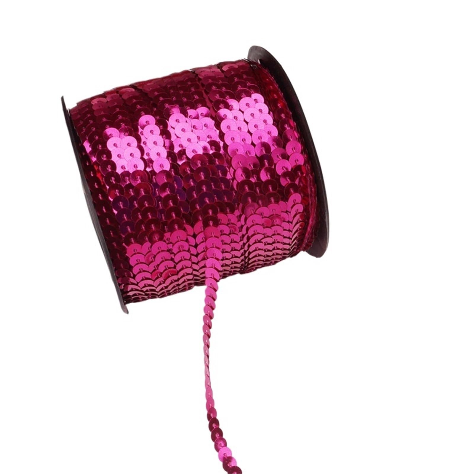 Lamówki cekinowe do szycia Cekinowa wstążka z cekinami 6 mm okrągła, wiele rozmiarów(13 Pink,100 Yards)