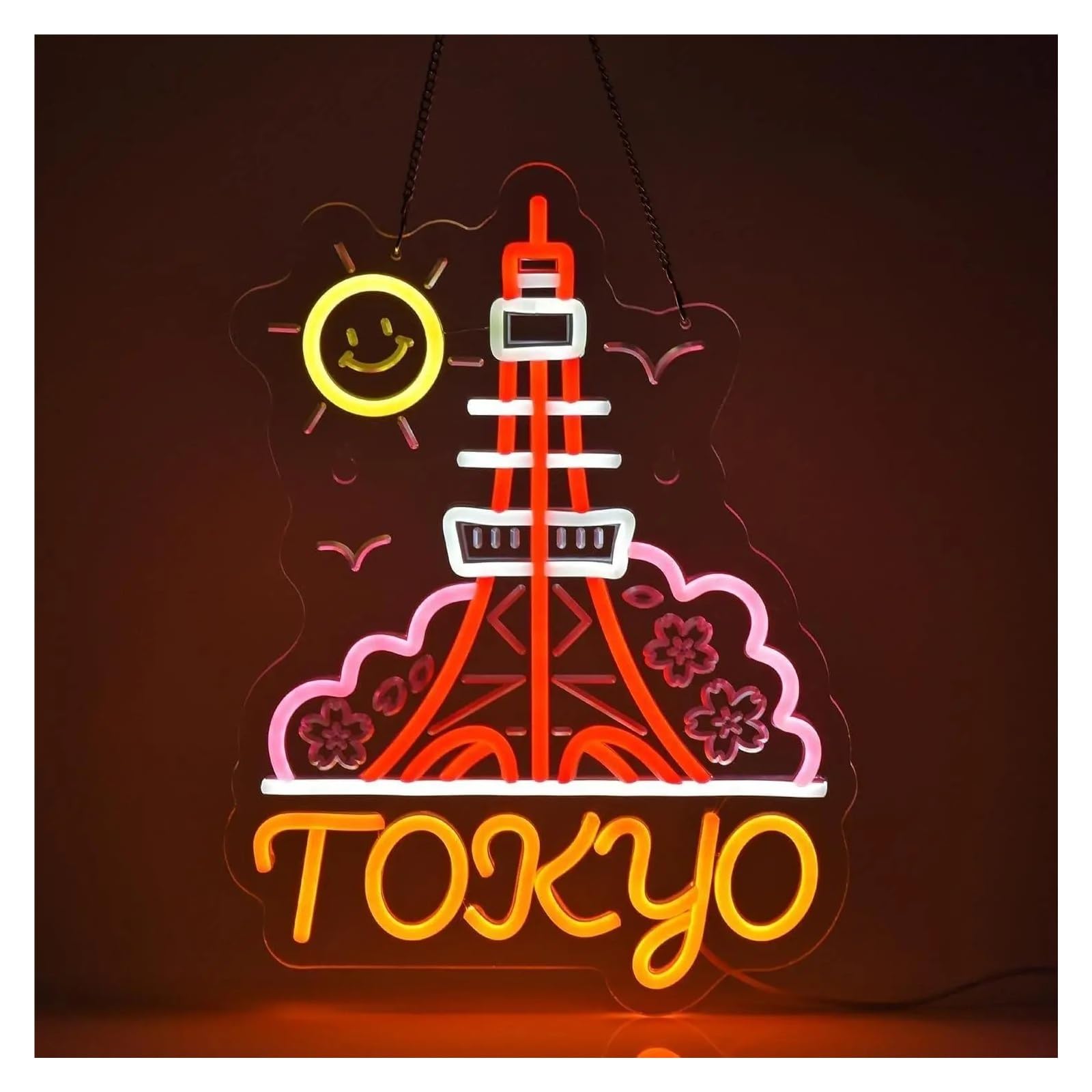 Wiszące neony artystyczne "Tokyo Landmark"Neon Możliwość Przyciemniania Świateł USB Do Japońskiej Restauracji Sklep Wystrój Pokoju Domowego Wyświetlacz 11.81x15.75in