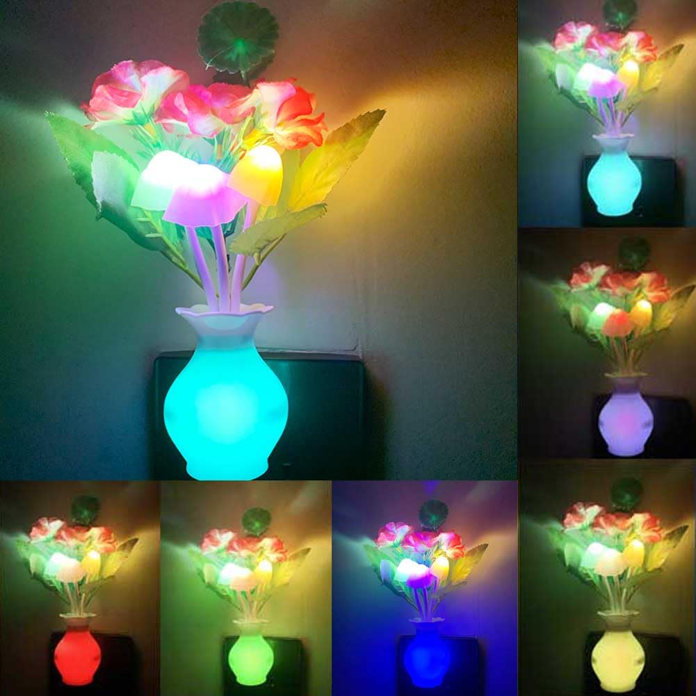 4 luces LED de noche enchufables con sensor de atardecer a amanecer, 7 cambios de color, lámparas de pared enchufables para niños adultos, dormitorio, baño, cocina, pasillo, escaleras (4 piezas 3