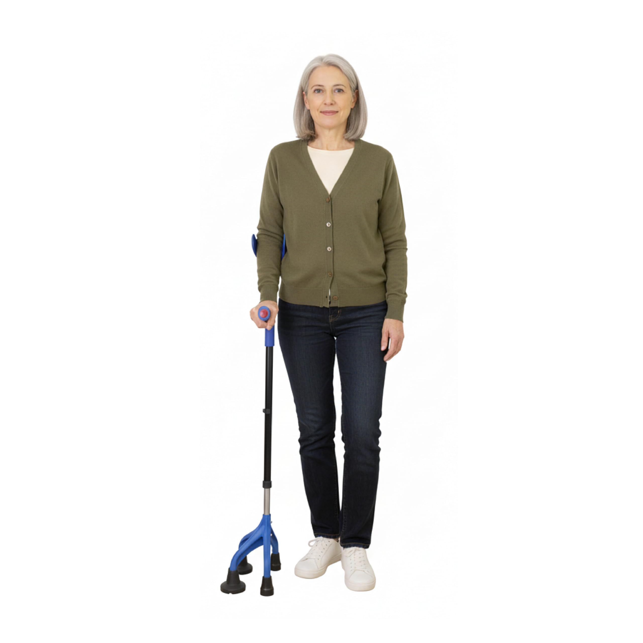KMINA Muleta Adulto 4 Patas (Pesada y Robusta 1,5 Kg), Ajustable Usuarios >1,55m de Altura, Diseño Patentado - Fabricado en España