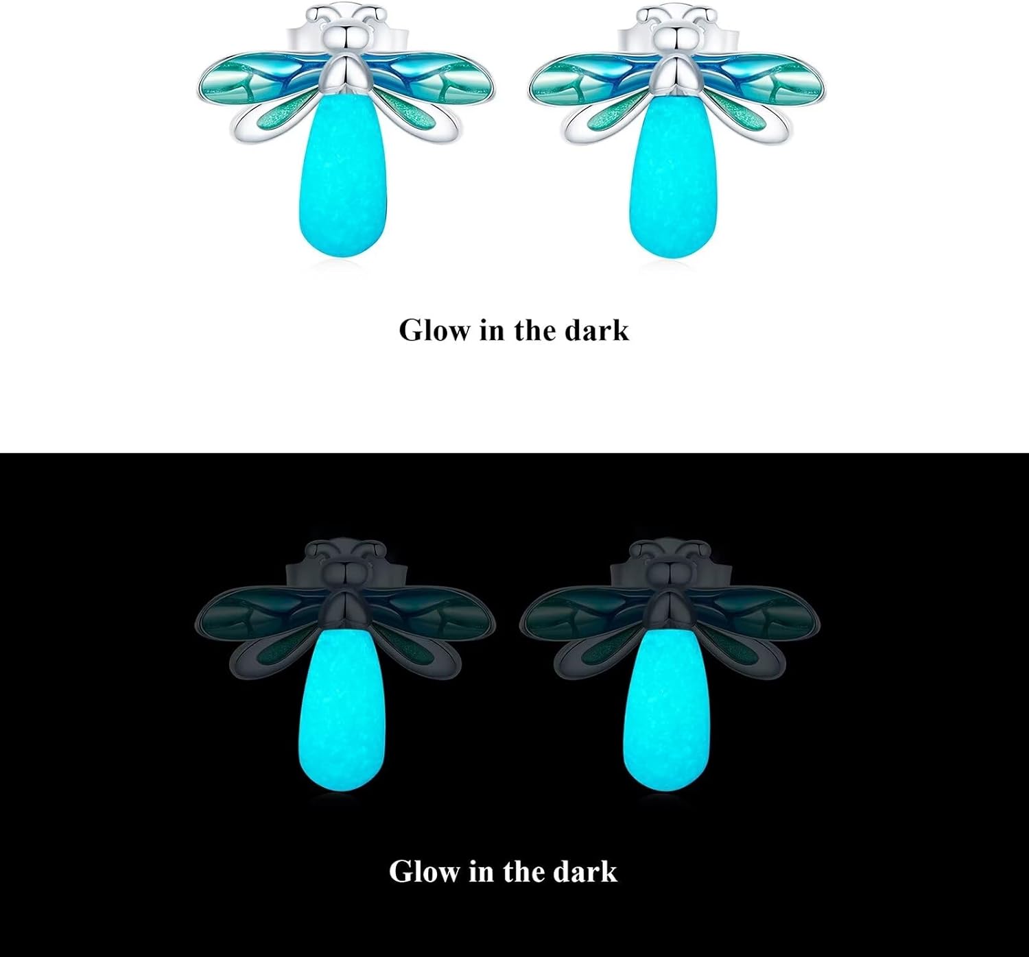 Luminous Firefly Earring 925 Sterling Silver Glow in the Dark Animal Stud Earrings Birthday Gifts for Women - Image 3